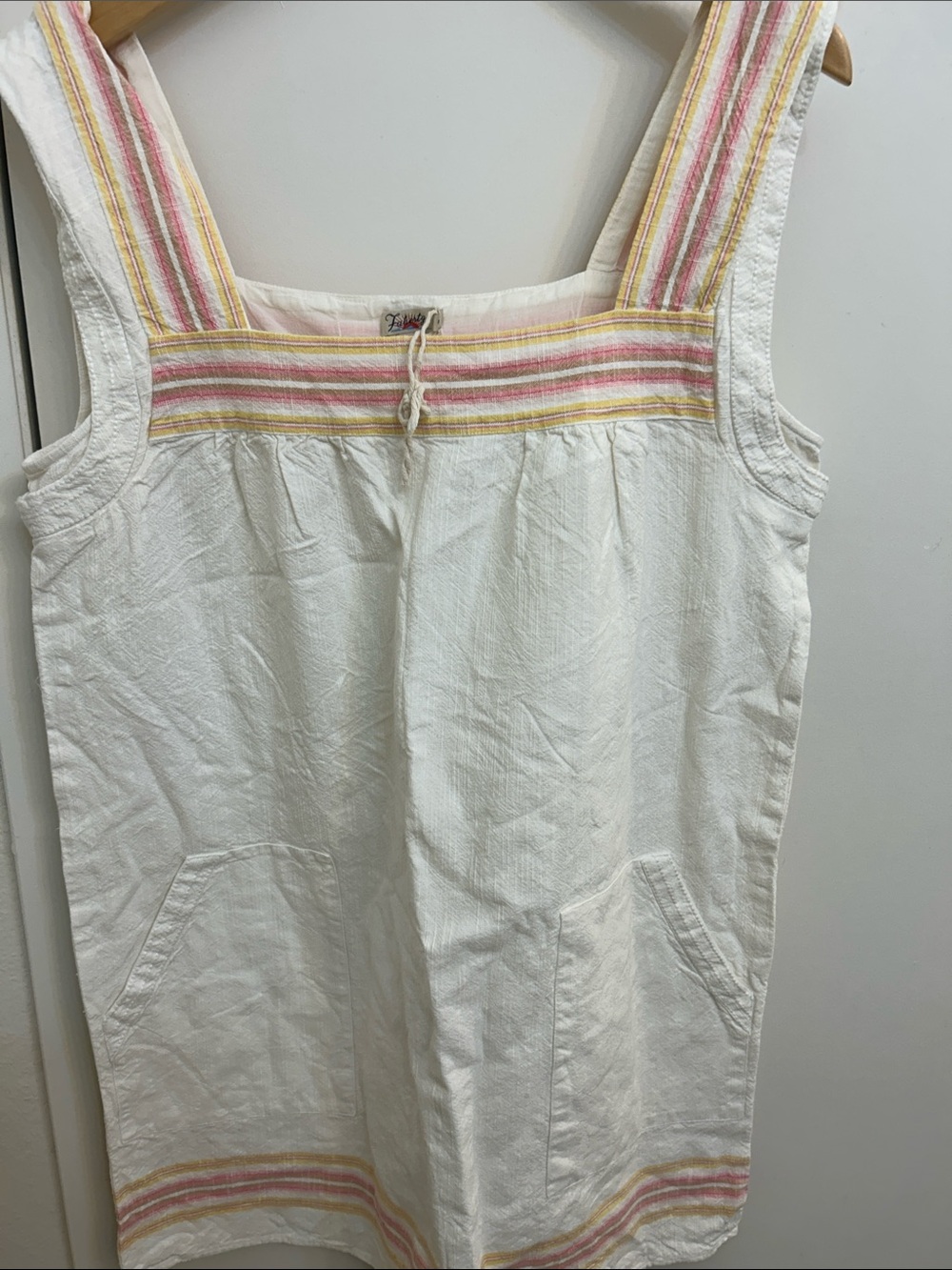 Boho Stripe-Trim White dress